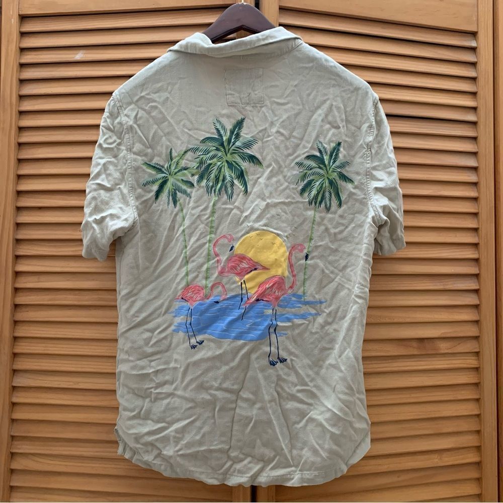 Denim & Flower Flamingo Button Up Small